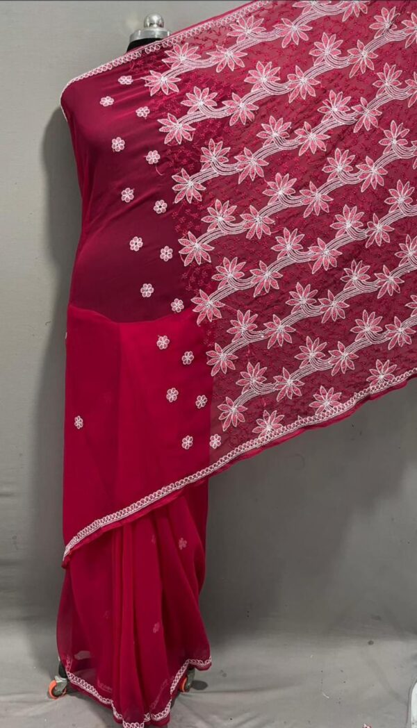 Georgette Palla and White Thread Work