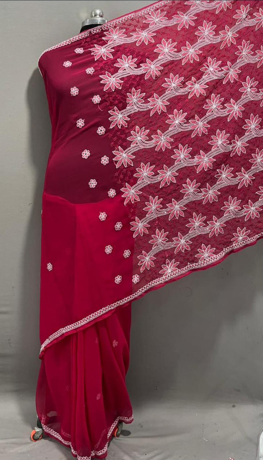 Georgette Palla and White Thread Work