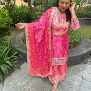 Fuchsia Pink Chinnon Sharara Suit Set