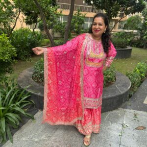Fuchsia Pink Chinnon Sharara Suit Set