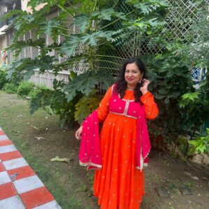 Royal Grace: Floor-Length Anarkali Set with Pant & Dupatta