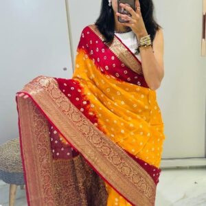 New Kanjivaram Bandhani Saree